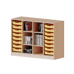 ErgoTray Regal, 4reihig, rechts+links je 8 flache Boxen, tig 6 offene FächerB/H/T 138,7x100x40cm 